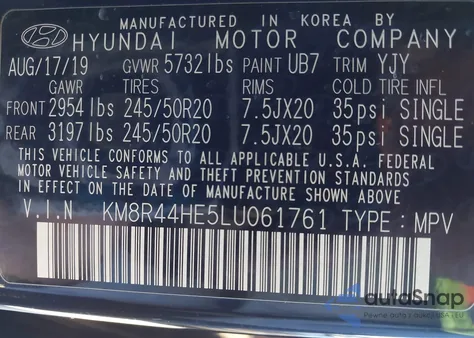 2020 Hyundai Palisade Sel из США, поврежденный, VIN KM8R44HE5LU061761